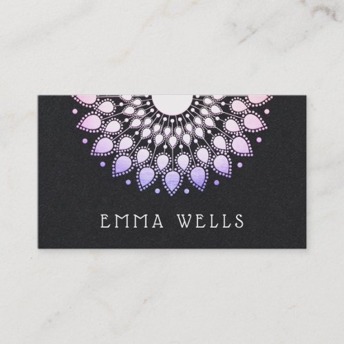 Lavender Lotus Flower Mandala  Business Card