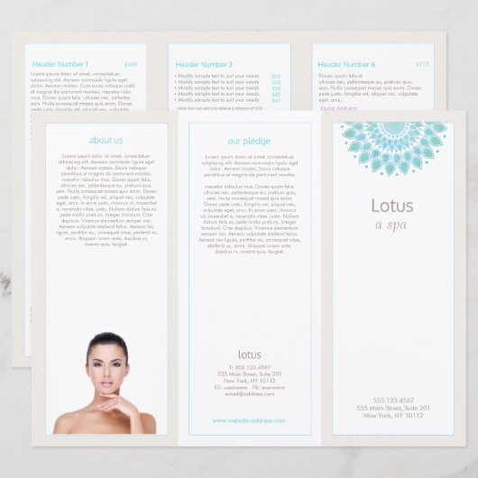 Lavender Lotus Mandala Salon Spa Tri-Fold brochure (Front/Back)