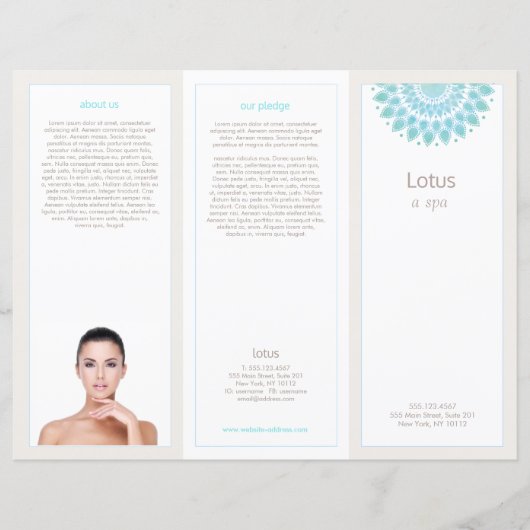 Lavender Lotus Mandala Salon Spa Tri-Fold brochure (Front)