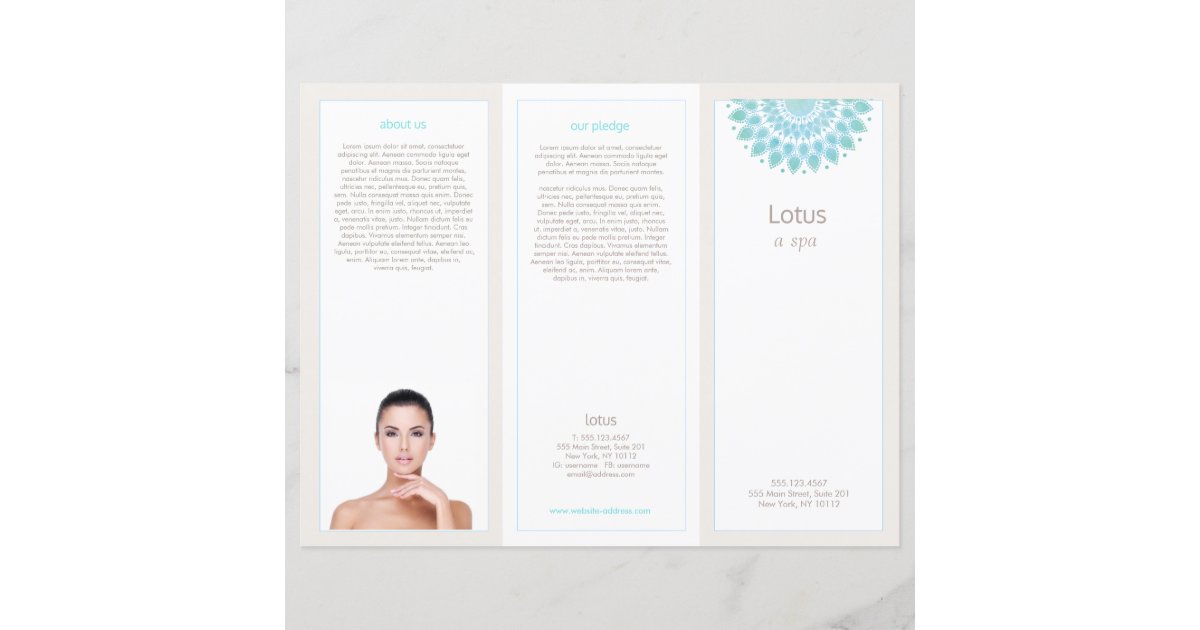 Lavender Lotus Mandala Salon Spa Tri Fold Brochure Zazzle Com