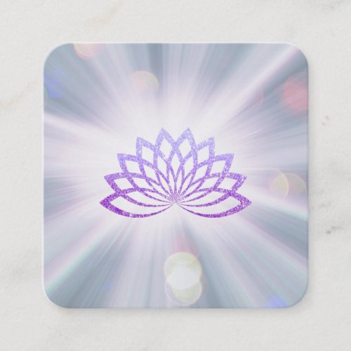  Lavender Lotus Rays Reiki Energy Healing Square Business Card