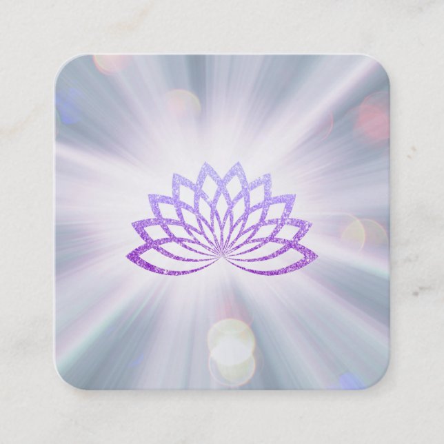 *~* Lavender Lotus Rays Reiki Energy Healing Square Business Card (Front)