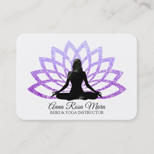  Lavender  Lotus Yoga Woman Healing Energy   Business Card