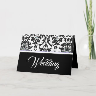 Lavender Love Black & White Damask Wedding Invitation