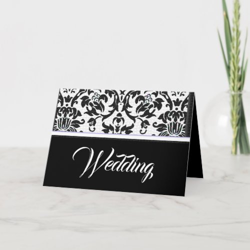 Lavender Love Black  White Damask Wedding  Invitation