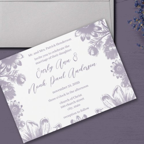 Lavender Love Boho Wildflower Vintage Flowers Invitation Postcard