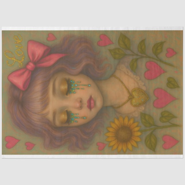 Lavender Love Decoupage Paper – Crying Girl  (Front)