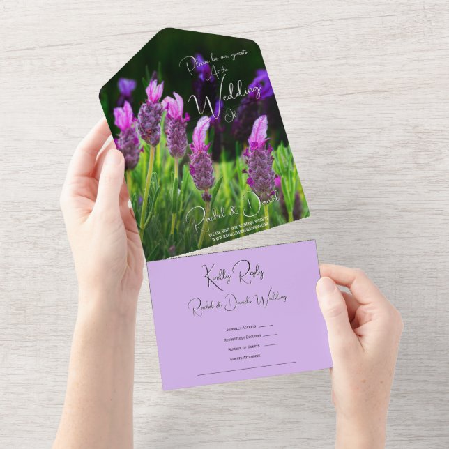 Lavender, Love & Devotion, Wedding All In One Invitation (Tearaway)