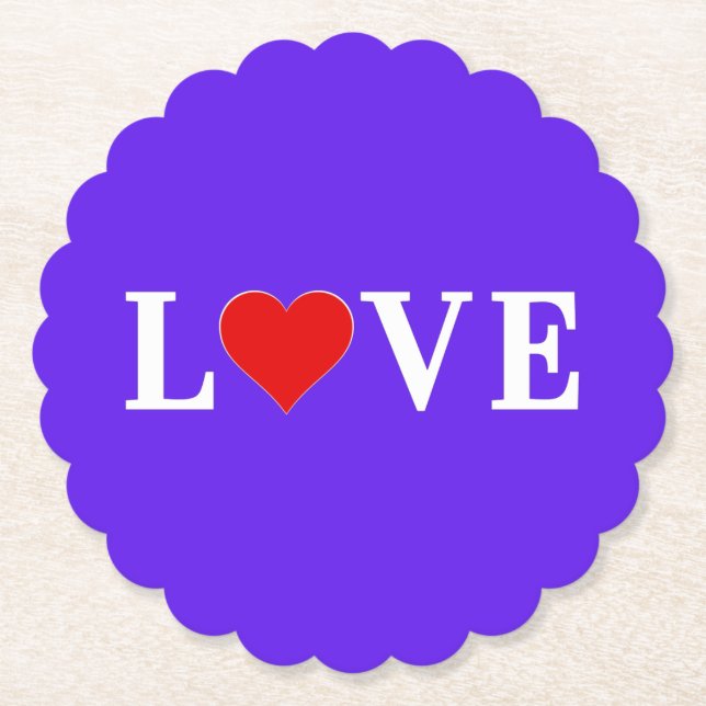 Lavender LOVE Elegant Stylish Paper Coaster (Front)
