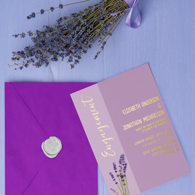 Lavender Love Engagement Party Foil Invitation (Creator Uploaded)