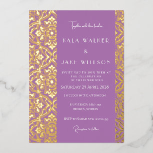 Lavender Love Italian Tile (Retro-Dotted) Foil Invitation
