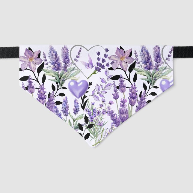 Lavender Love Pet Bandana Collar (Front)