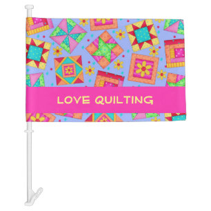 Lavender Love Quilting Patchwork Quilt Blocks Car Flag