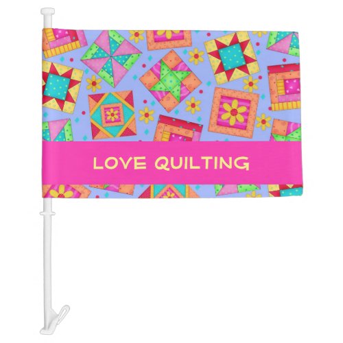 Lavender Love Quilting Patchwork Quilt Blocks Car Flag