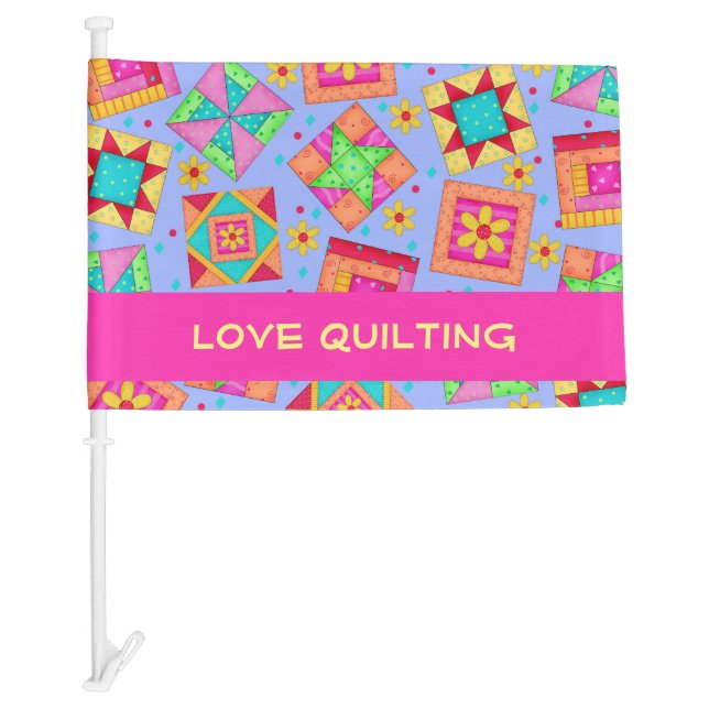 Lavender Love Quilting Patchwork Quilt Blocks Car Flag (Front)