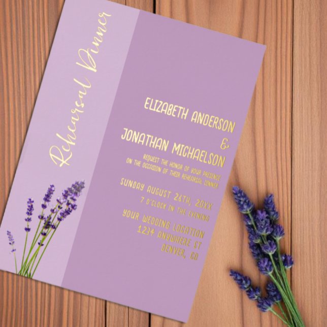 Lavender Love Rehearsal Dinner Foil Invitation (Creator Uploaded)