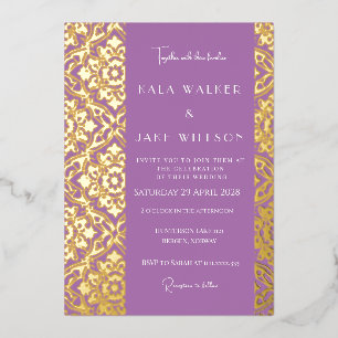 Lavender Love Sophisticated Italian Tile (Solid) Foil Invitation
