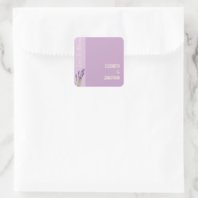 Lavender Love Wedding Square Sticker (Bag)