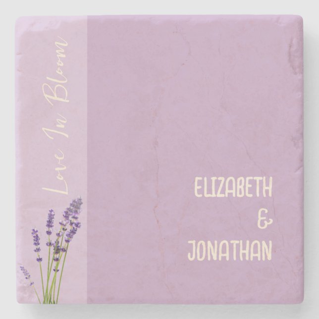 Lavender Love Wedding Stone Coaster (Front)