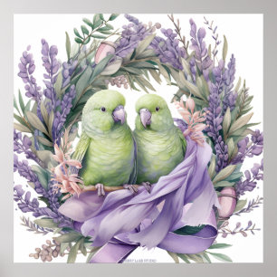 Lavender Lovebirds Wall Art