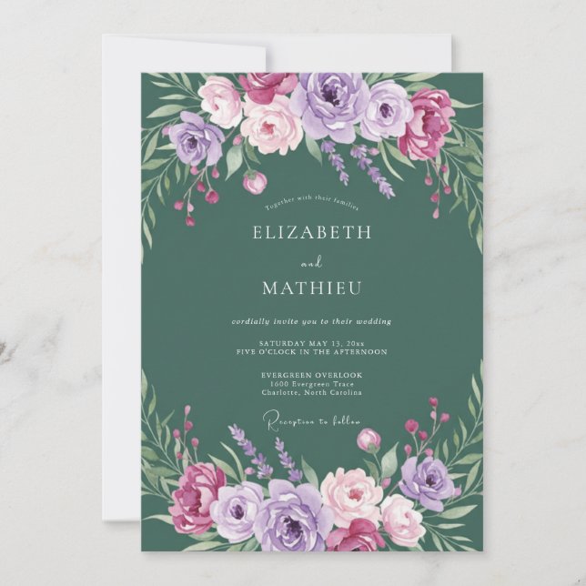 Lavender Lush Blossom Wedding Invitation (Front)
