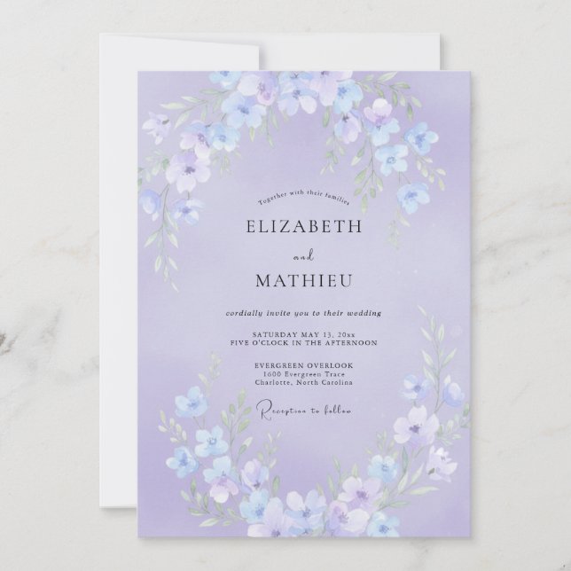 Lavender Lyrical Spring Wedding Invitation (Front)