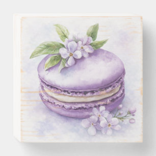Lavender Macaron with Blossoms – Soft Watercolor Wooden Box Sign