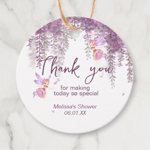 Lavender Magical Fairy Thank You Card Favor Tags