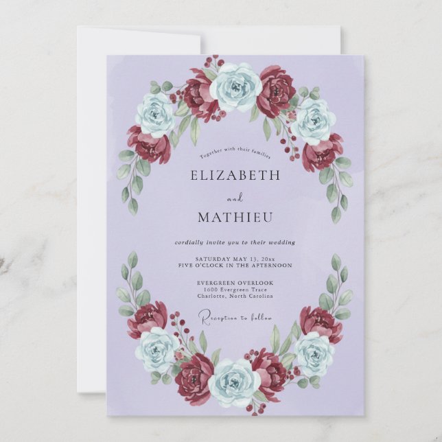 Lavender Majestic Winter Wedding Invitation (Front)