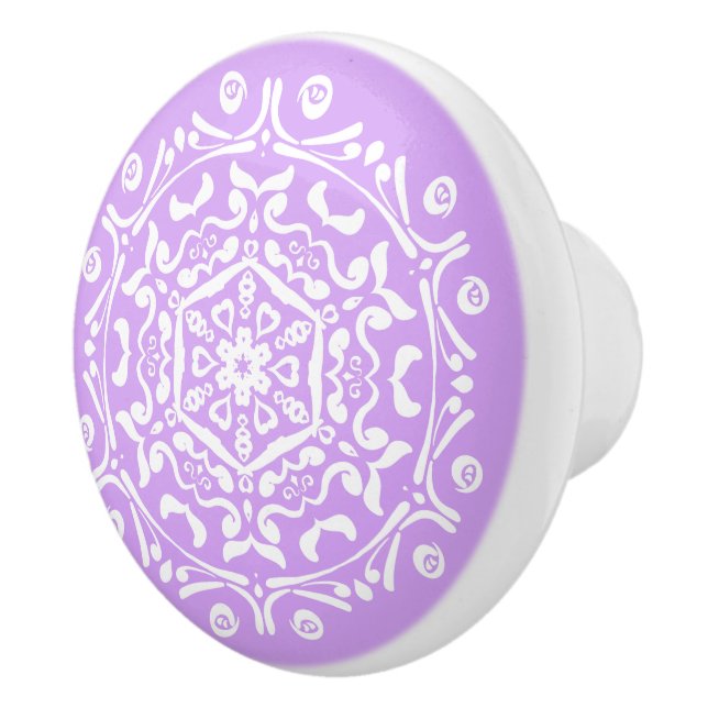 Lavender Mandala Ceramic Knob (Right)