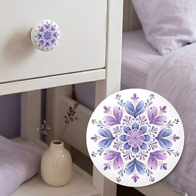 Lavender Mandala Drawer Pull Ceramic Knob (Creator Uploaded)