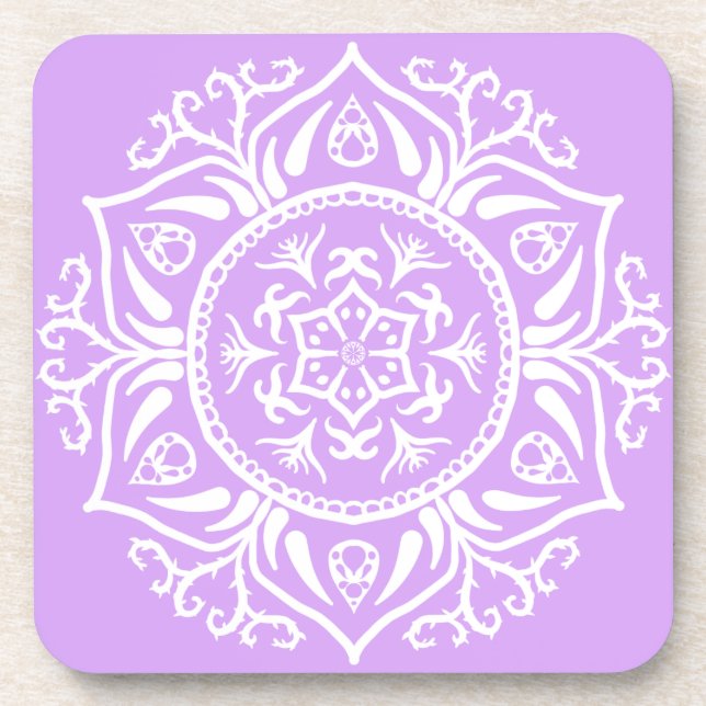 Lavender Mandala Drink Coaster (Front)