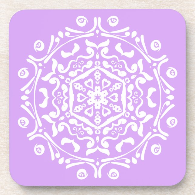 Lavender Mandala Drink Coaster (Front)