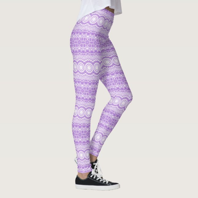 Lavender Mandala Geometric Pattern Leggings (Right)