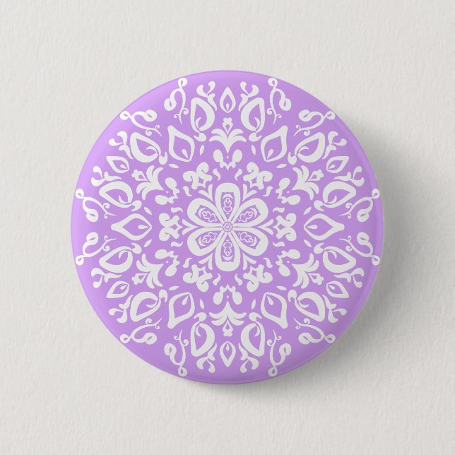 Lavender Mandala Pinback Button (Front)