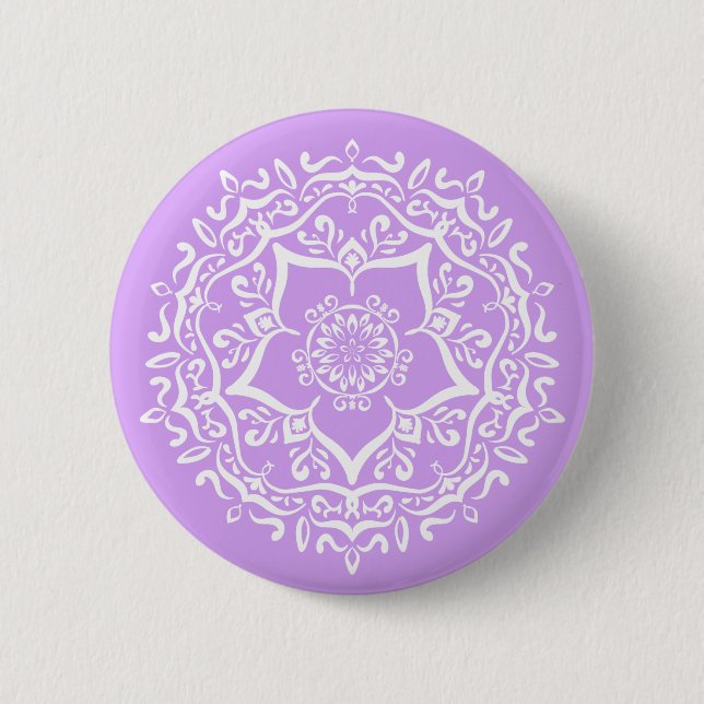 Lavender Mandala Pinback Button (Front)