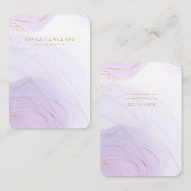 Lavender Marble Gold Jewelry Display Card (Front/Back)
