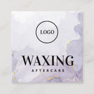 Lavender Marble Gold Waxing Aftercare Guide Square Business Card