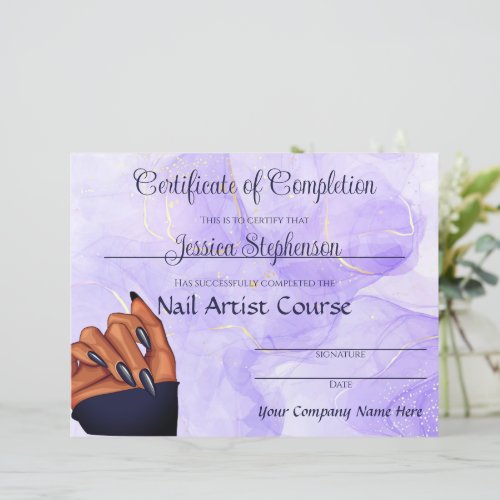 Lavender Marble Nail Artist Certificate