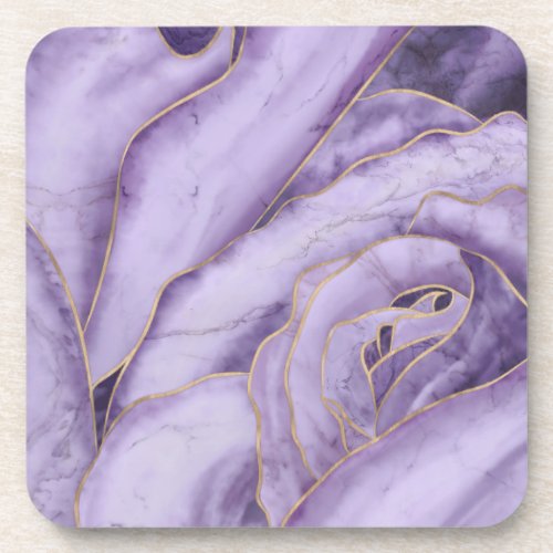 Lavender Marble Rose Beverage Coaster