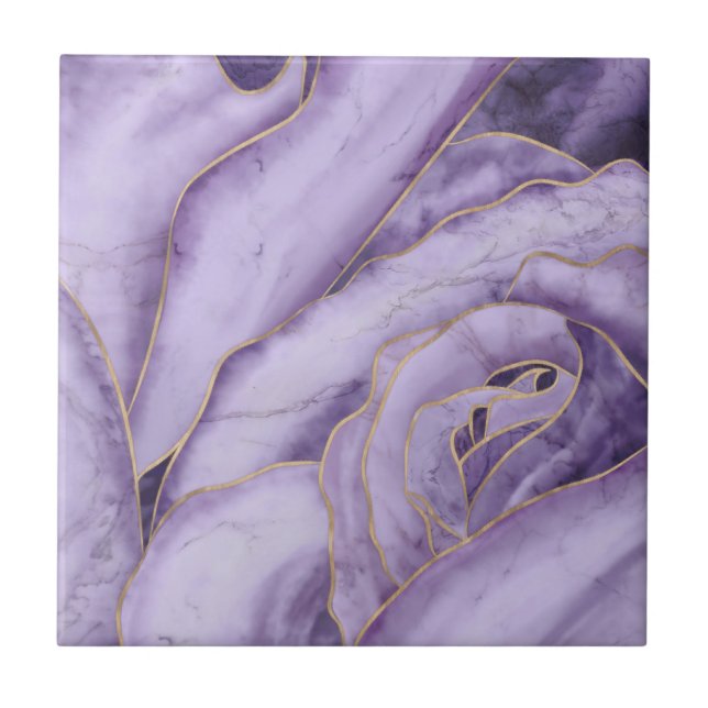 Lavender Marble Rose Ceramic Tile (Front)