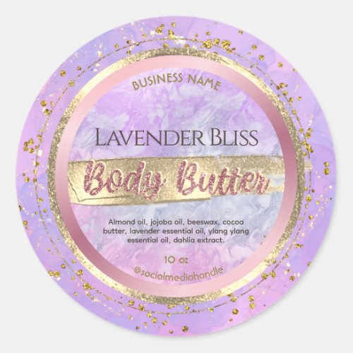Lavender Marble Rose Gold Body Butter Labels