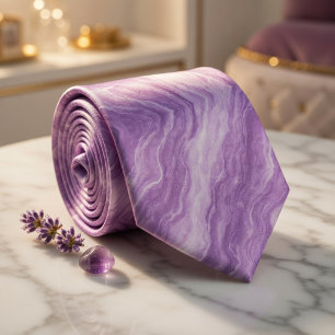 Lavender Marble Wave Neck Tie