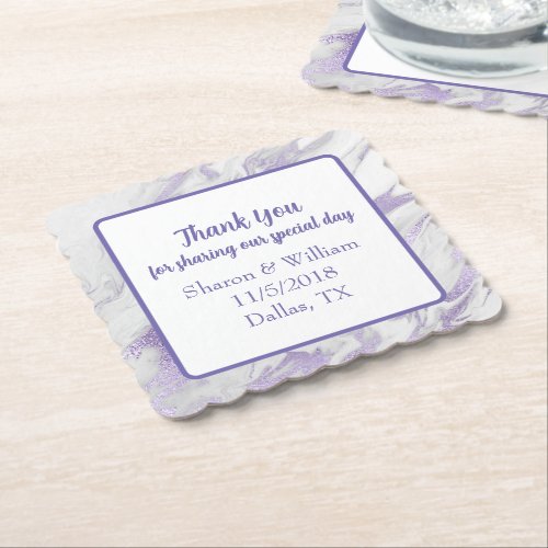 Lavender Marbled Wedding Favor  Paper Coaster