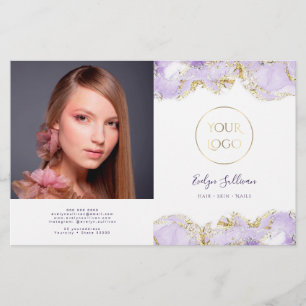 Lavender marbling design bifold brochure