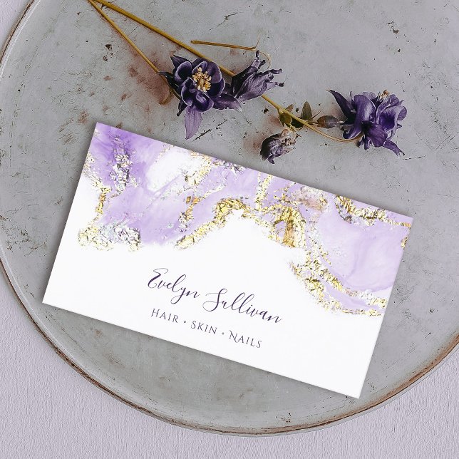 lavender marbling design business card (Creator Uploaded)