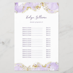 Lavender marbling design price list flyer