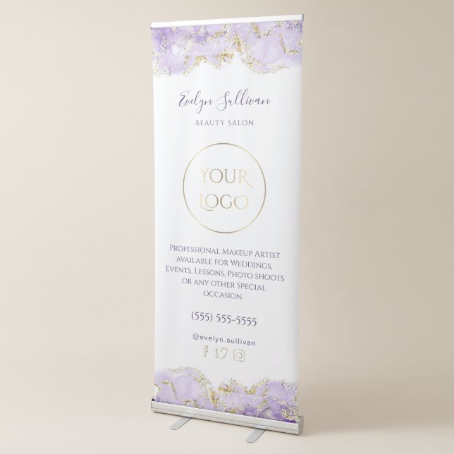 Lavender marbling design retractable banner (3/4)
