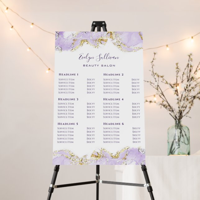 Lavender marbling Price list Foam Board (In Situ (Stand))
