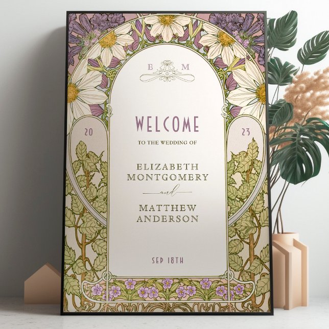 Lavender Marguerite Daisy Welcome Sign Wedding (Creator Uploaded)